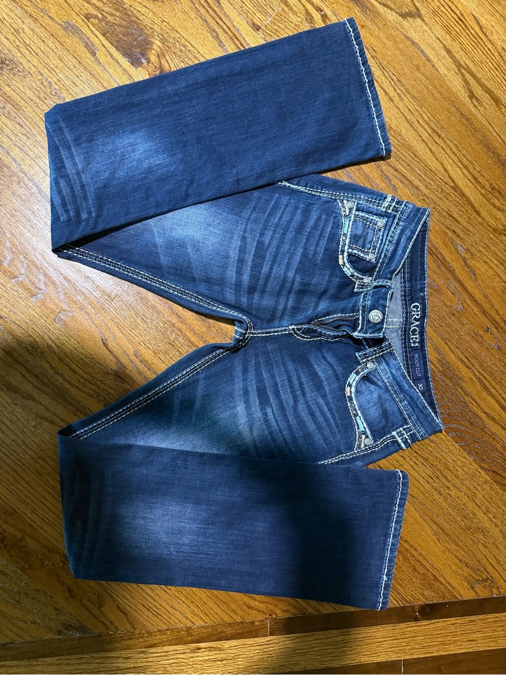 Grace in LA Dark Blue Boot Cut Jeans